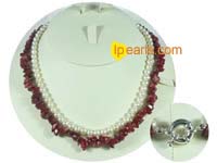 red coral beads and white potato pearl necklace on wholesale